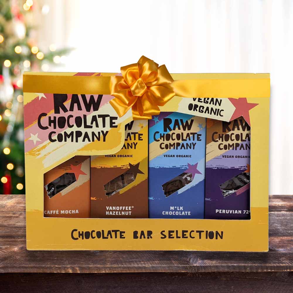 Vegan Organic Chocolate Bar Selection Box by Raw Chocolate Company &Keep