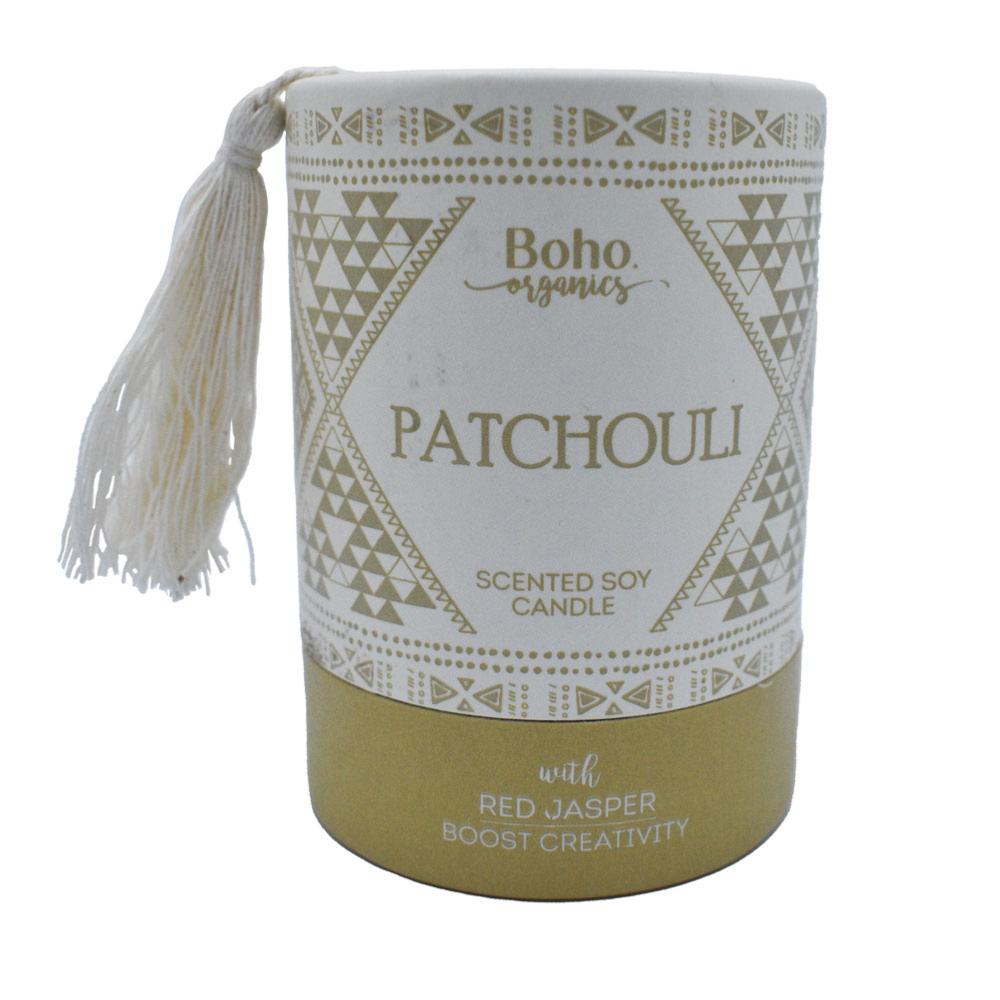 Boho Organics Soy Candle with Red Jasper Crystal - Patchouli &Keep