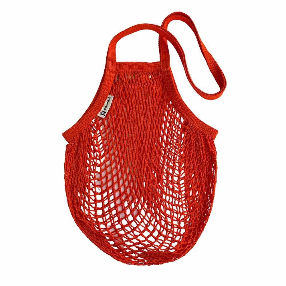 Organic Cotton Long-Handled String Bag by Turtle Bags Tiger Orange &Keep