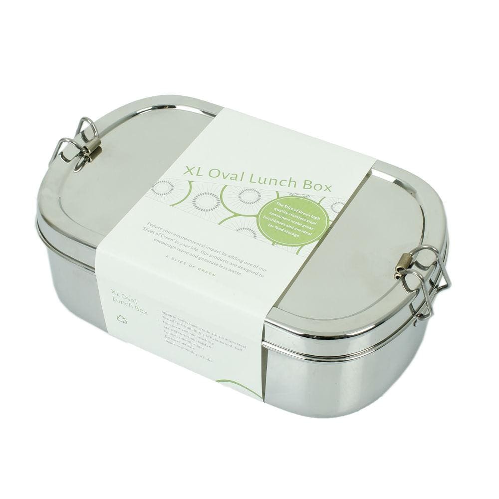 A Slice Of Green A Slice Of Green Stainless Steel Extra Large Oval Lunch Box &keep