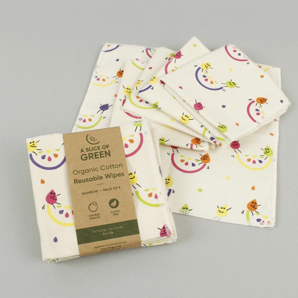 Organic Cotton Reusable Wipes - Rainbow - Pack of 5 &Keep