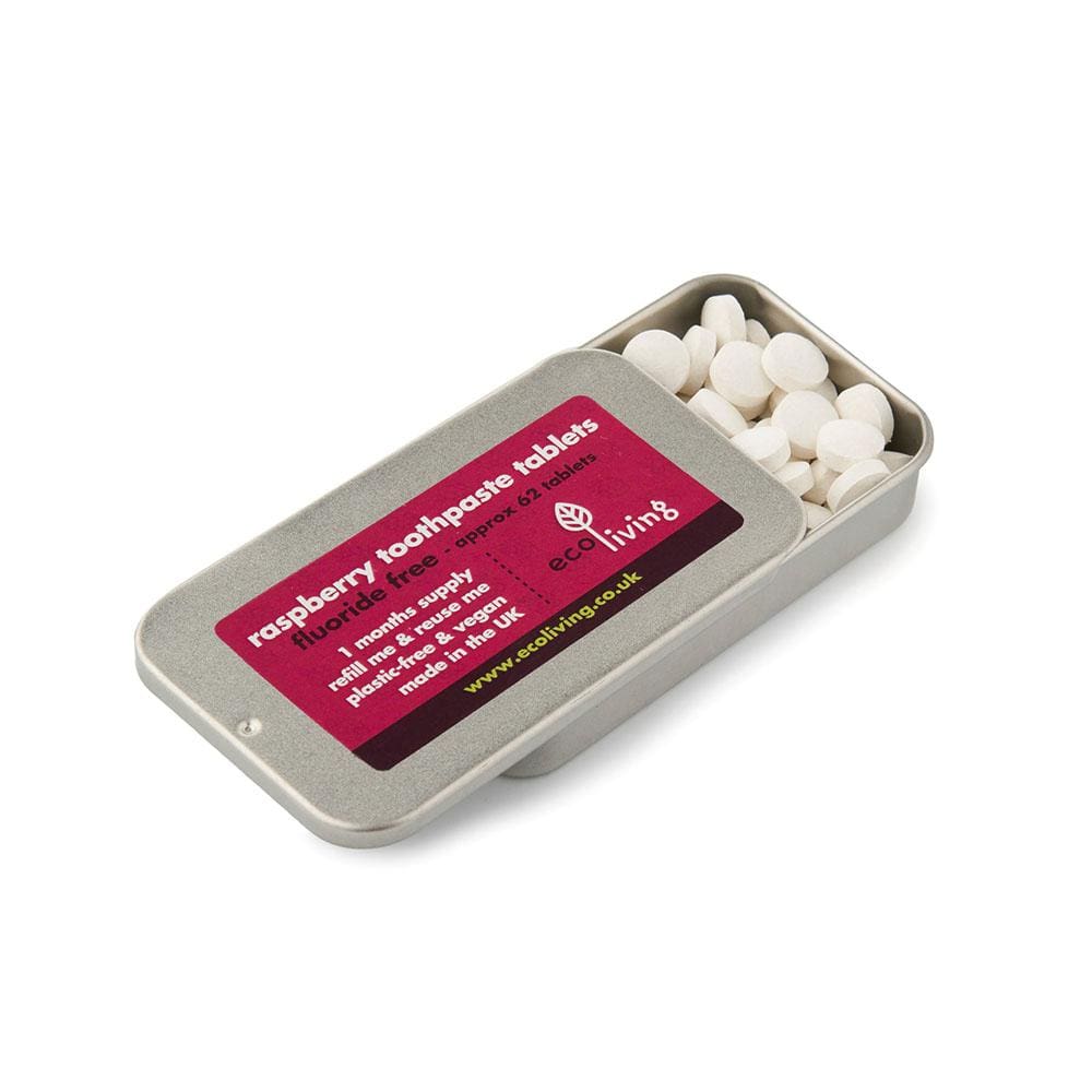 EcoLiving Toothpaste Tablets with Fluoride - Raspberry &Keep