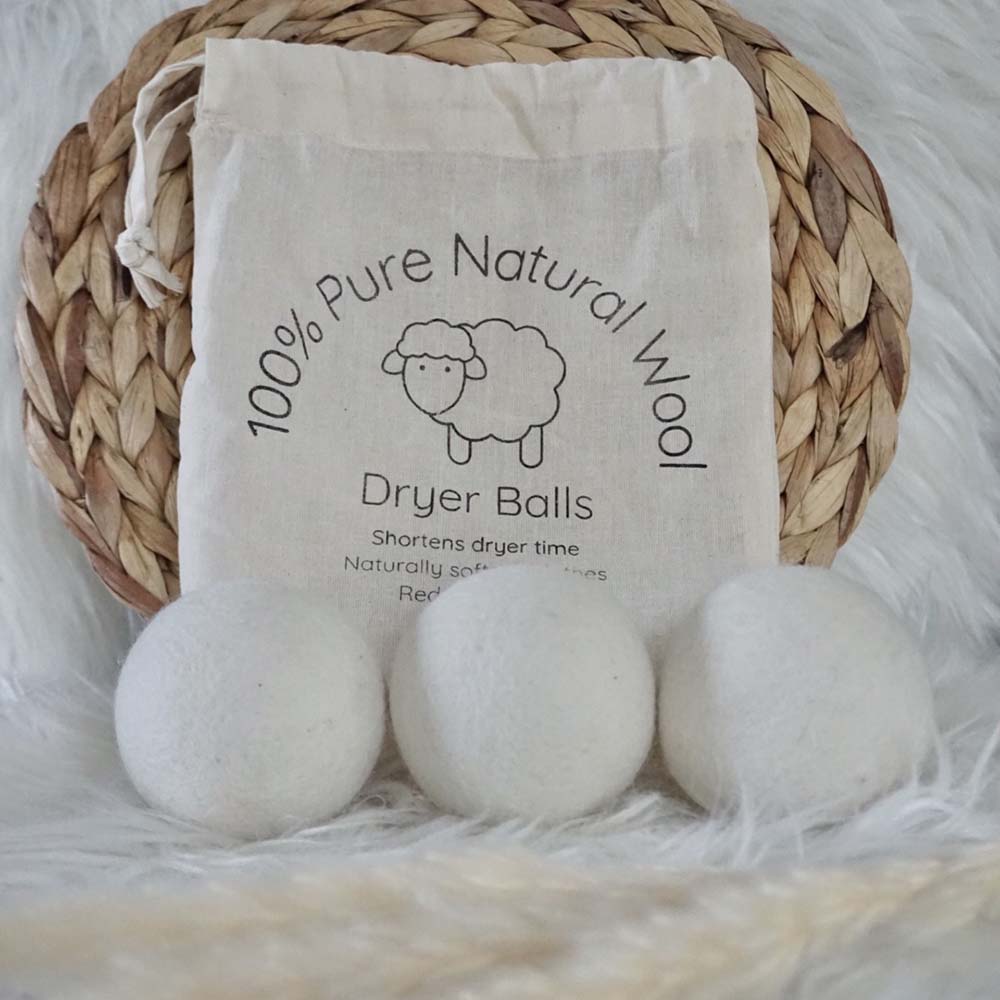 Wool Dryer Balls - Set of 3 & Storage Bag &Keep