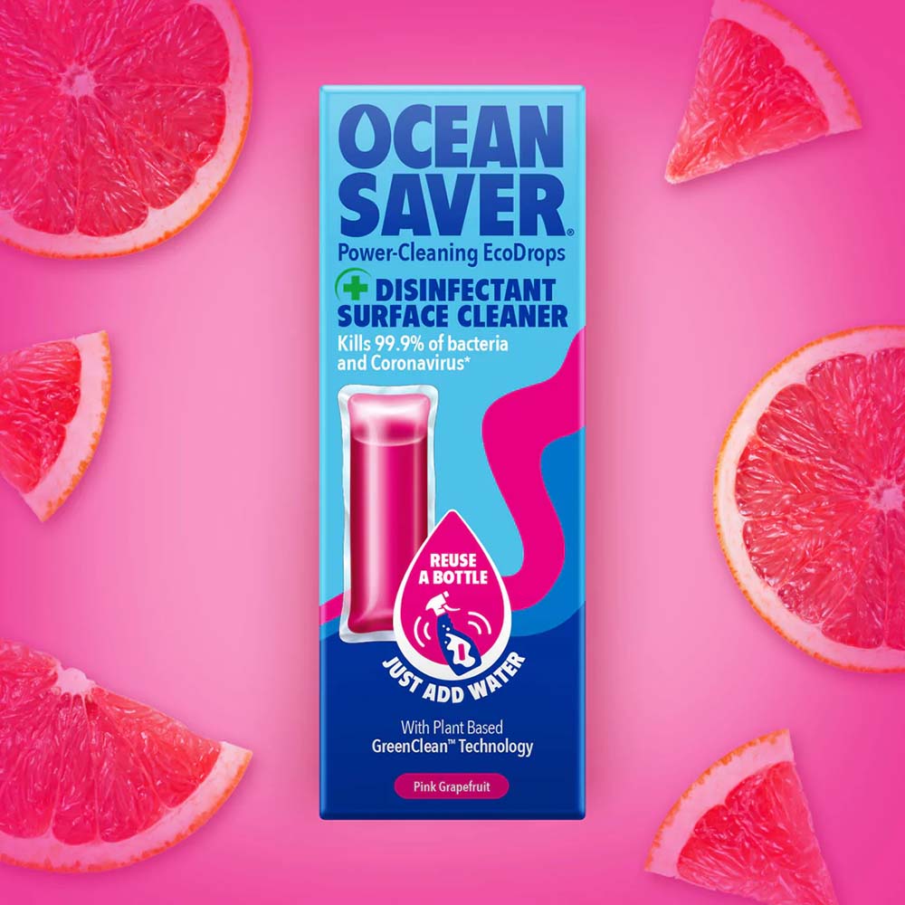 Oceansaver Disinfectant Plastic Free Cleaning Drop - Pink Grapefruit &Keep