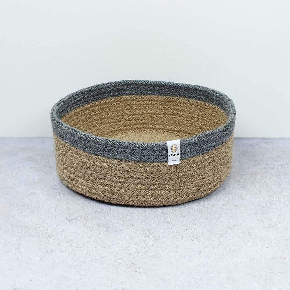 Respiin Shallow Jute Basket - Medium Natural/Grey &Keep
