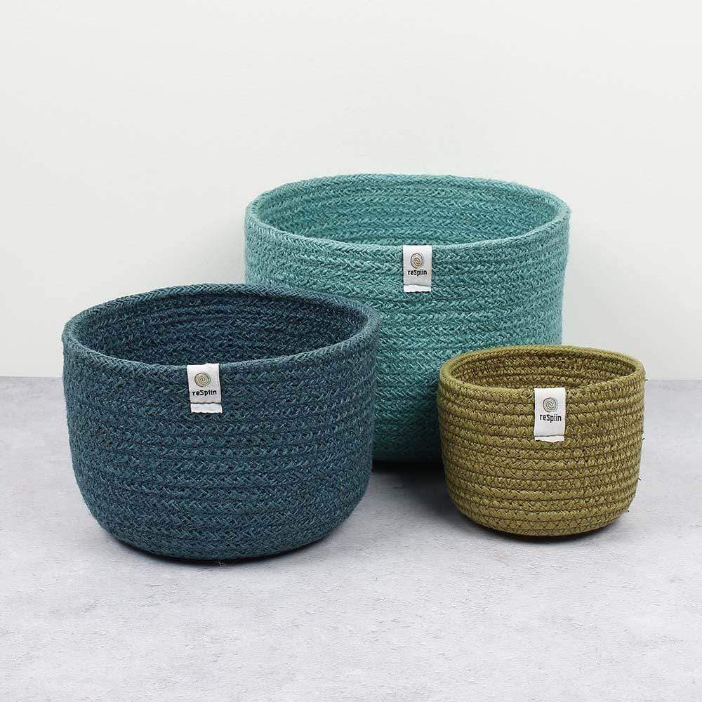 Respiin Tall Jute Basket Set Ocean Sustainable Homeware &Keep