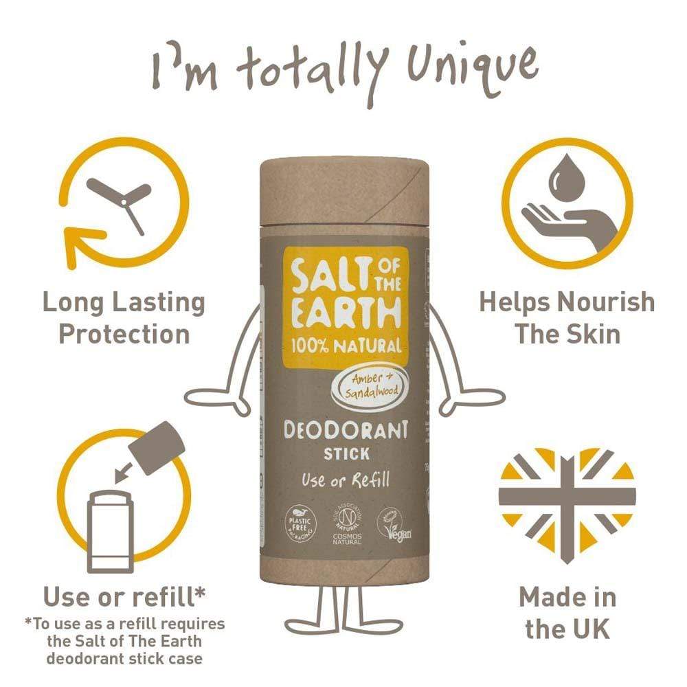 Salt of The Earth Natural Deodorant Stick Tube - Amber & Sandalwood &Keep