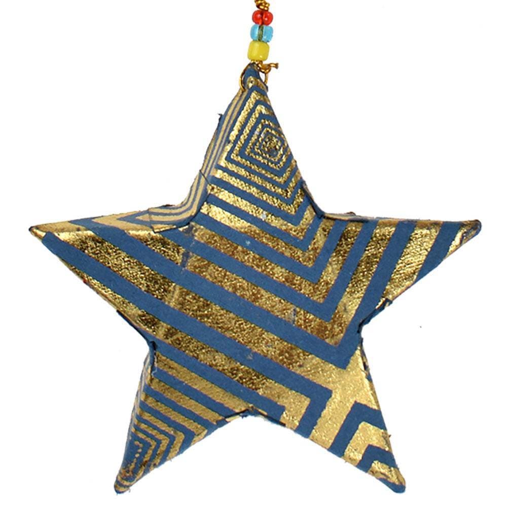 Paper Hanging Christmas Decoration - Striped Star Shared Earth &Keep