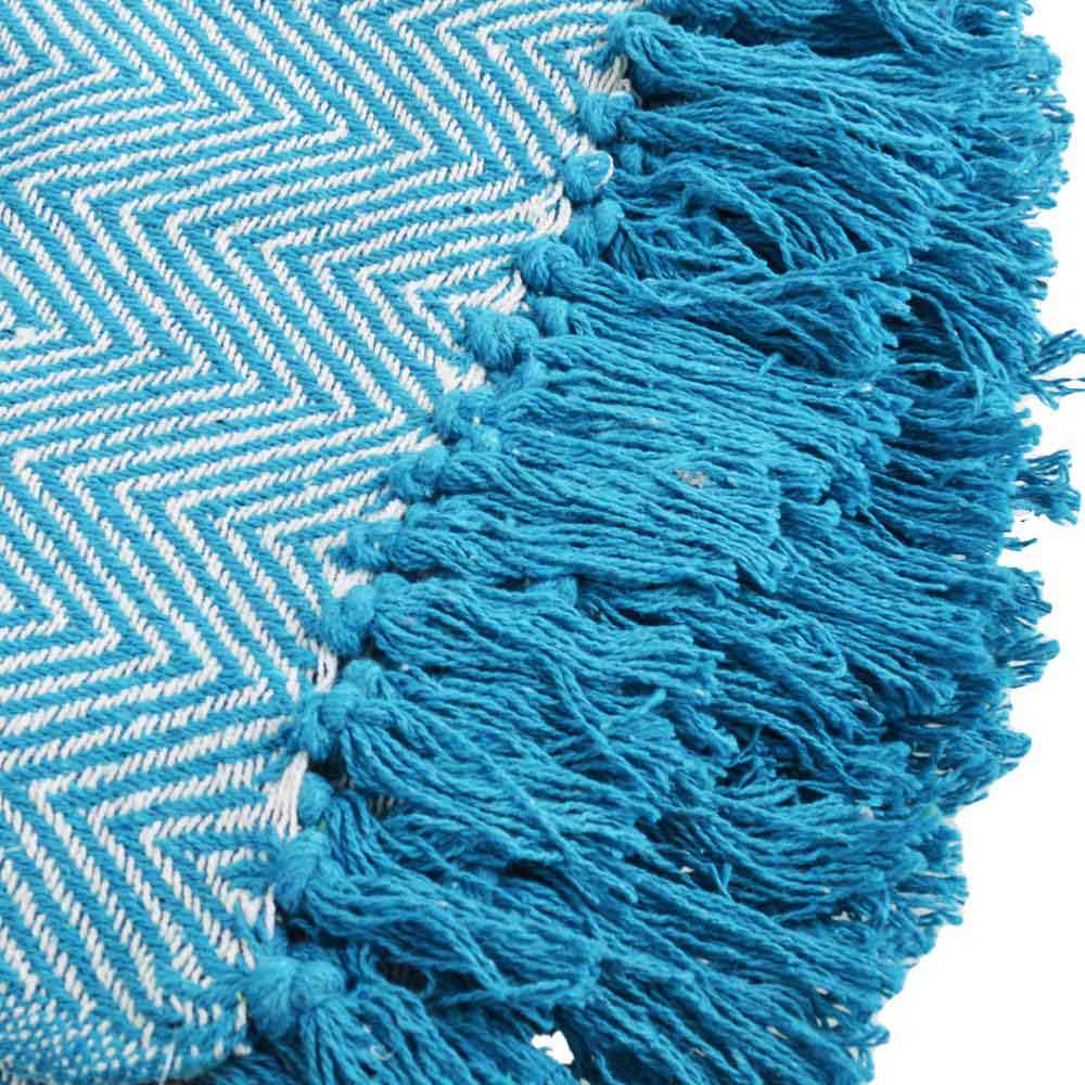 Recycled Cotton Throw/Bedspread Turquoise Chevron Shared Earth &Keep