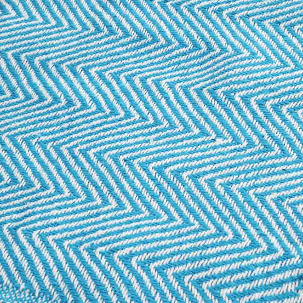 Recycled Cotton Throw/Bedspread Turquoise Chevron Shared Earth &Keep