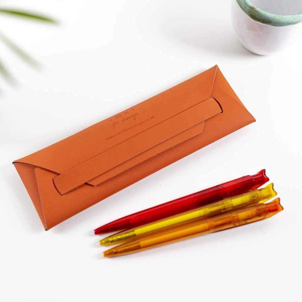 Recycled Leather Pen/Pencil Pouch VENT for Change &Keep