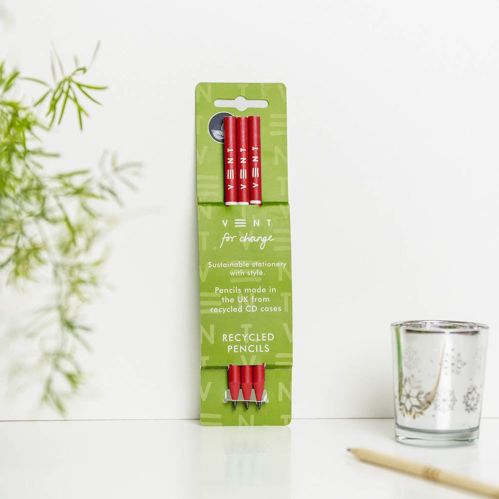 Christmas Edition Recycled CD Case 'Make a Mark' Pencil Set &Keep