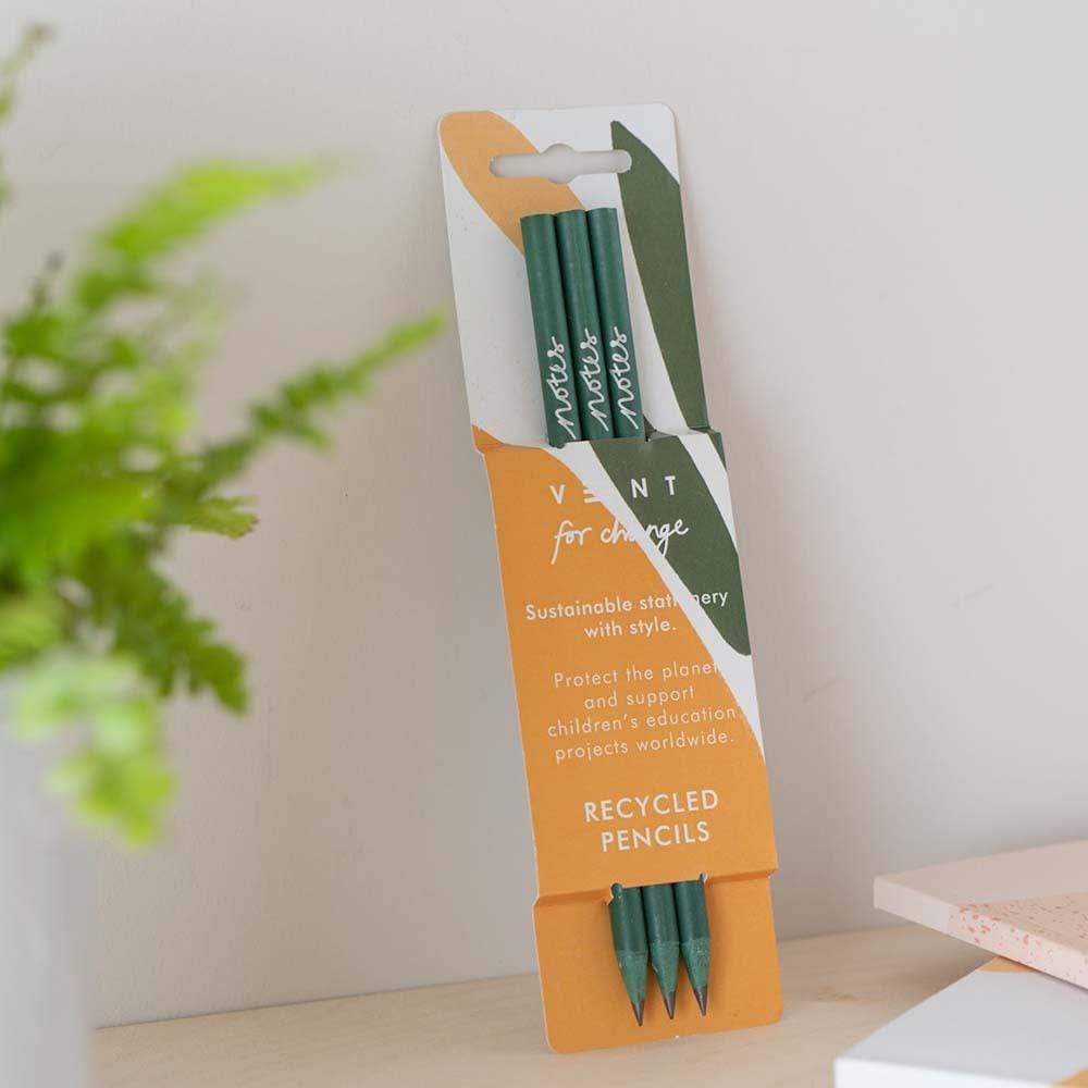 Recycled CD Case Pencils - 'Notes' Set of 3 &Keep