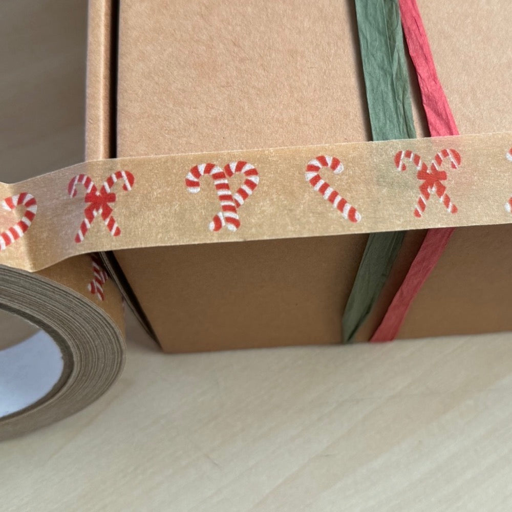 Candy Canes Red & White Festive Paper Tape 24mm x 50m &Keep