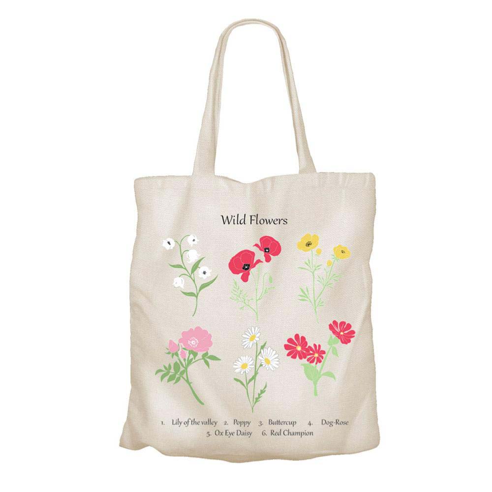 Recycled Cotton Tote Shopping Bag by Shared Earth - Wild Flowers &Keep