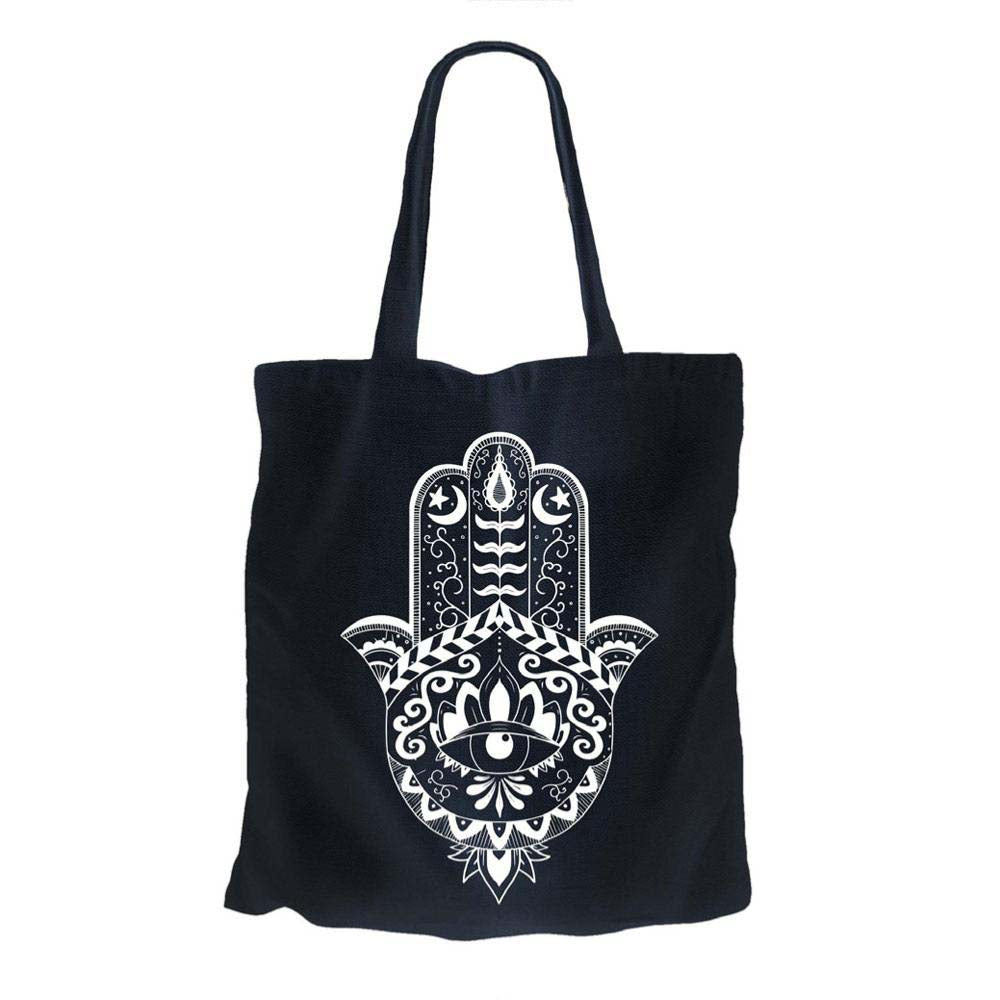 Recycled Cotton Tote Shopping Bag by Shared Earth - Hamsa Hand &Keep