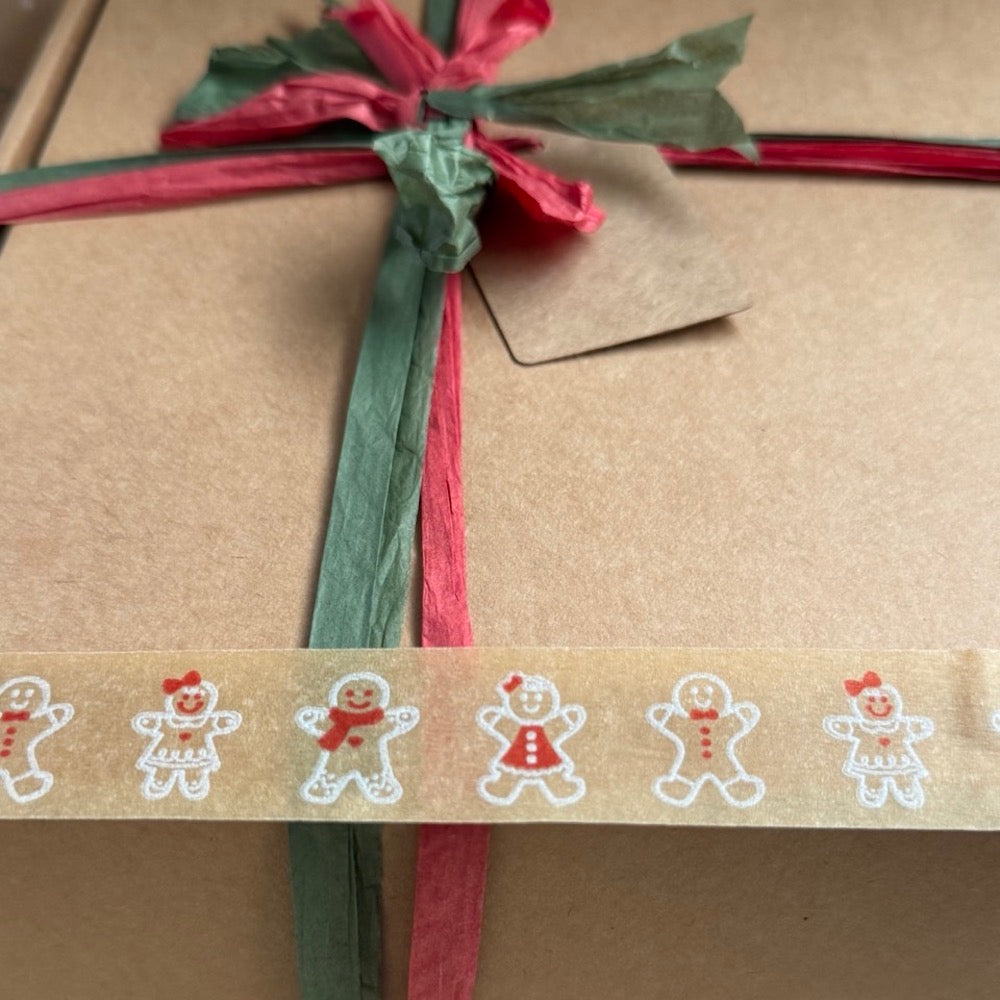 Gingerbread Red & White Festive Paper Tape 24mm x 50m &Keep