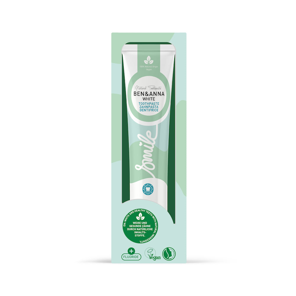 Ben & Anna Vegan Toothpaste Tube with Fluoride - White &Keep