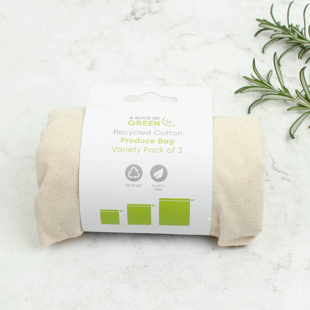 Pack of 3 Recycled Cotton Produce Bags &Keep