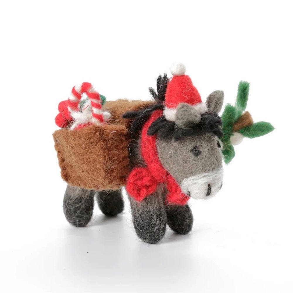 Donkey with Panniers Christmas Felt Hanging Decoration by Amica &Keep