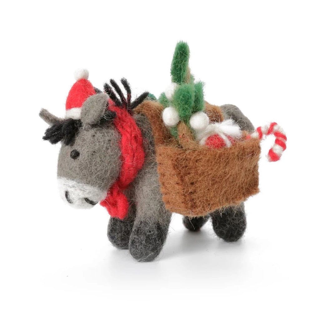 Donkey with Panniers Christmas Felt Hanging Decoration by Amica &Keep