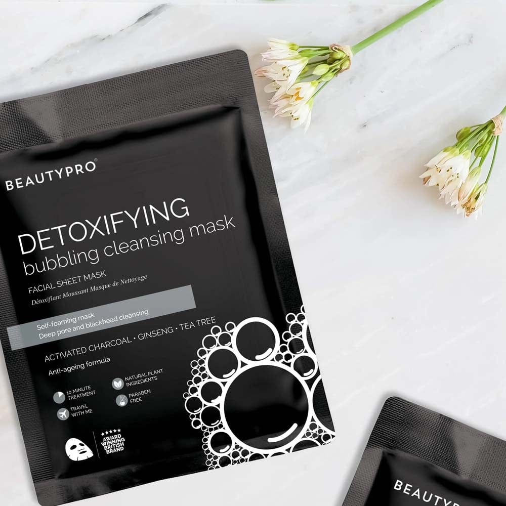 BEAUTYPRO Detoxifying Foaming Cleansing Activated Charcoal Sheet Mask &Keep