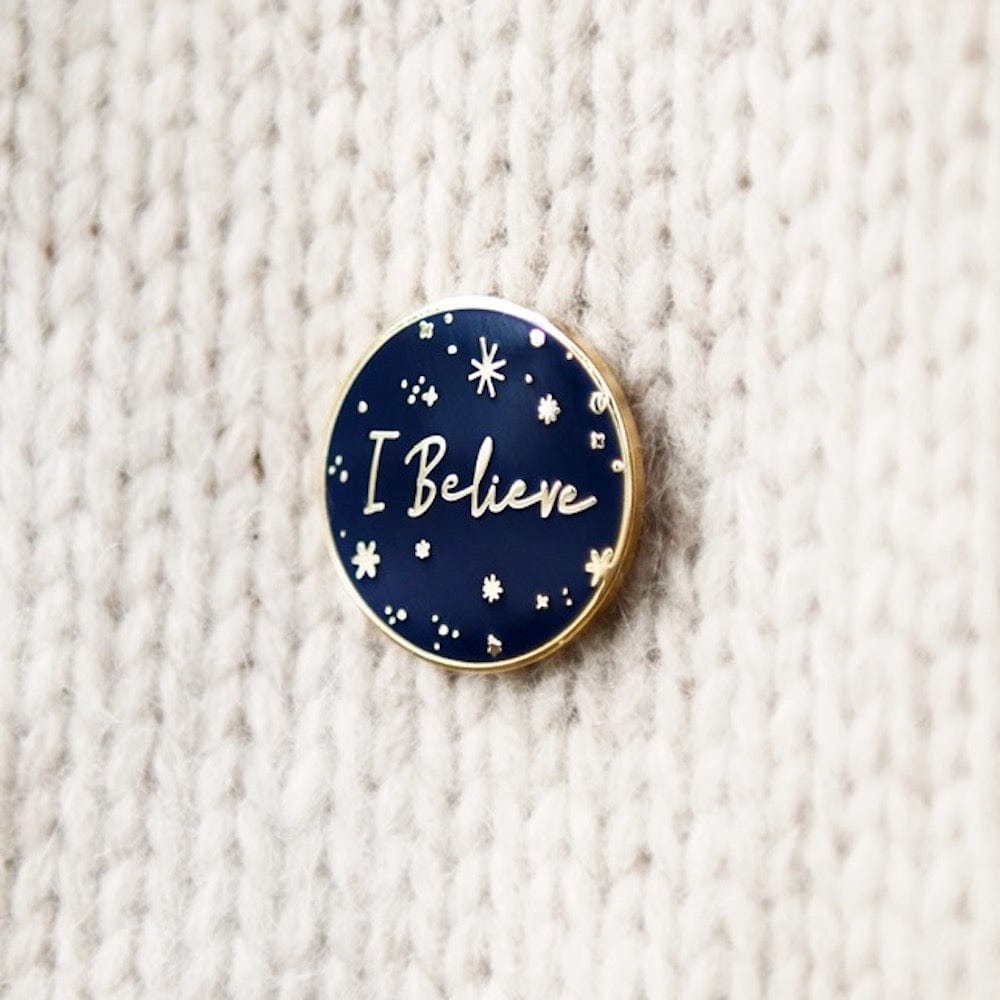 I Believe Navy Enamel Pin Badge Clara & Macy &Keep