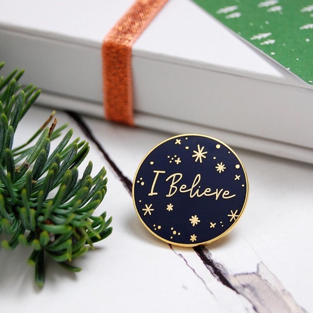 I Believe Navy Enamel Pin Badge Clara & Macy &Keep