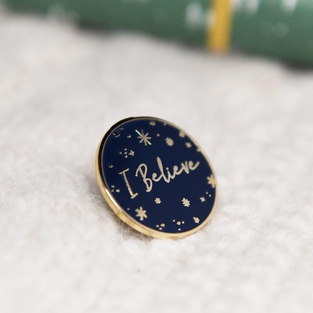 I Believe Navy Enamel Pin Badge Clara & Macy &Keep