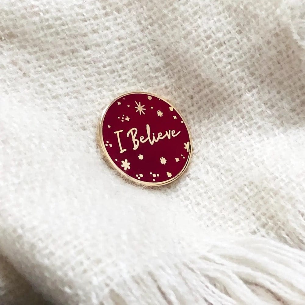 I Believe Red Enamel Pin Badge Clara & Macy &Keep