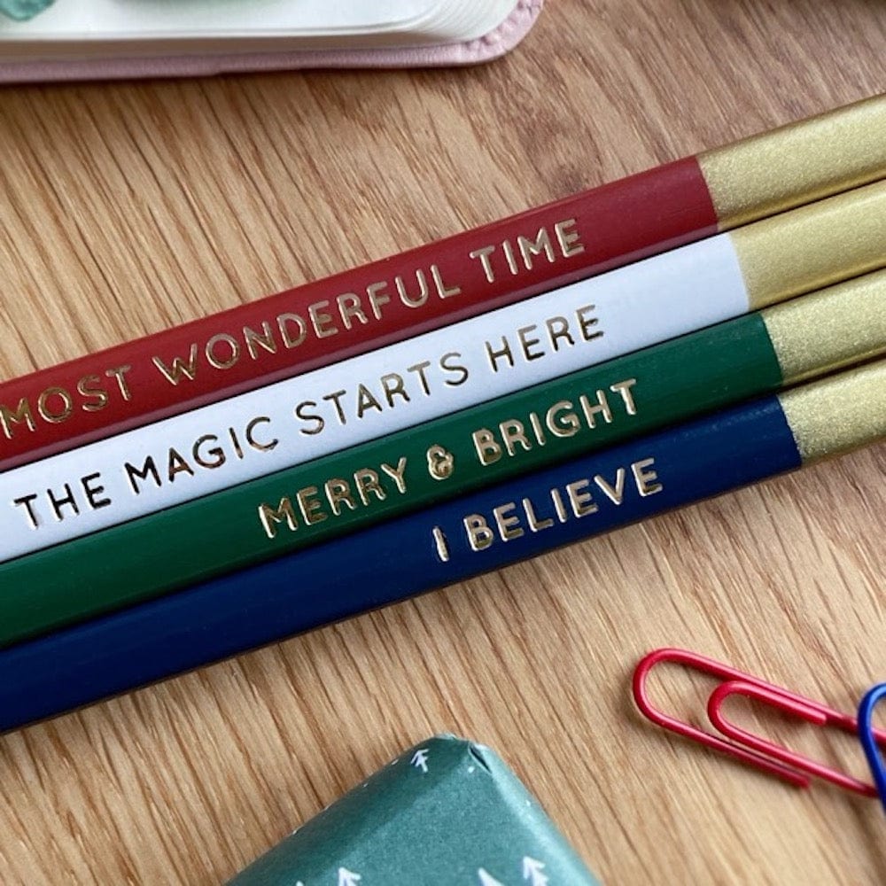 Christmas Message Pencils - Set of 4 Clara & Macy &Keep