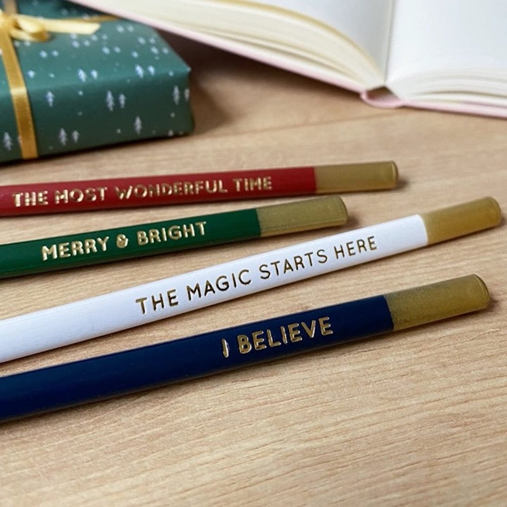 Christmas Message Pencils - Set of 4 Clara & Macy &Keep