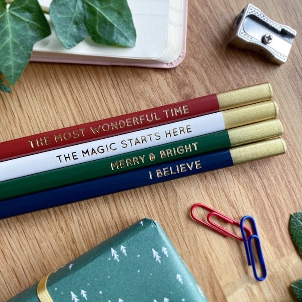 Christmas Message Pencils - Set of 4 Clara & Macy &Keep