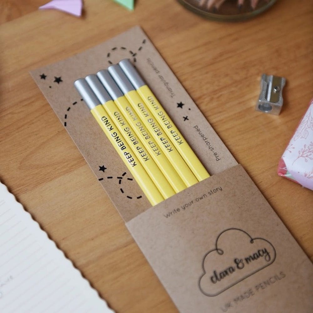 'Keep Being Kind' Positive Pencils 5 Pack Clara & Macy &Keep