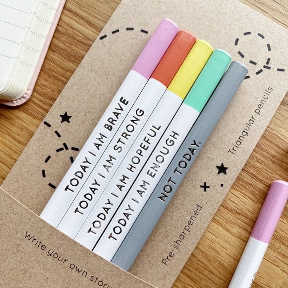 'Today I Am' Positive Pencils - Set of 5 Clara & Macy &Keep