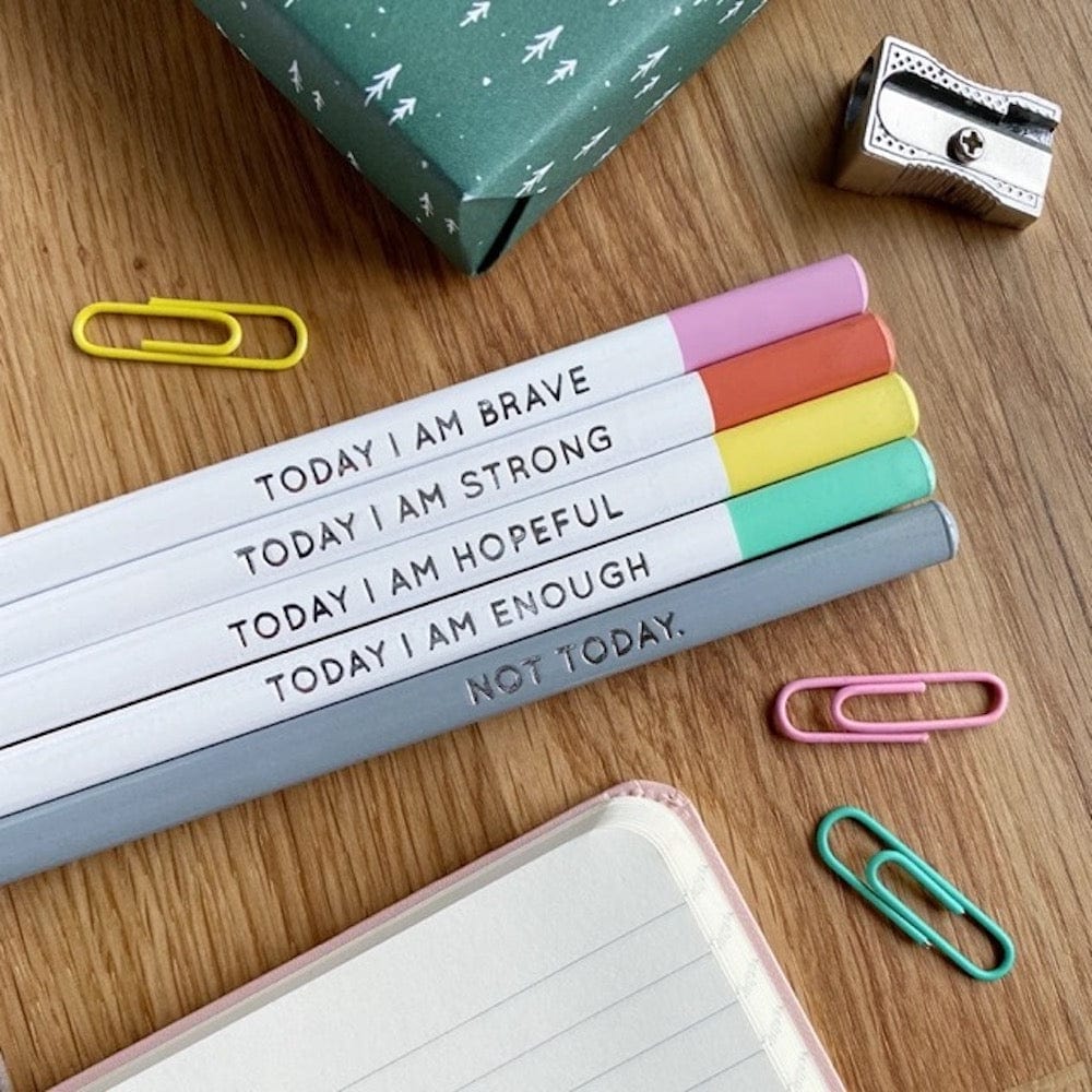 'Today I Am' Positive Pencils - Set of 5 Clara & Macy &Keep