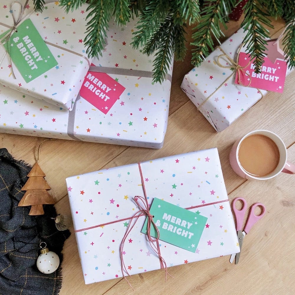 Merry & Bright Wrapping Paper & Tag Clara & Macy &Keep