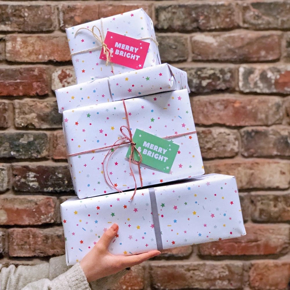 Merry & Bright Wrapping Paper & Tag Clara & Macy &Keep