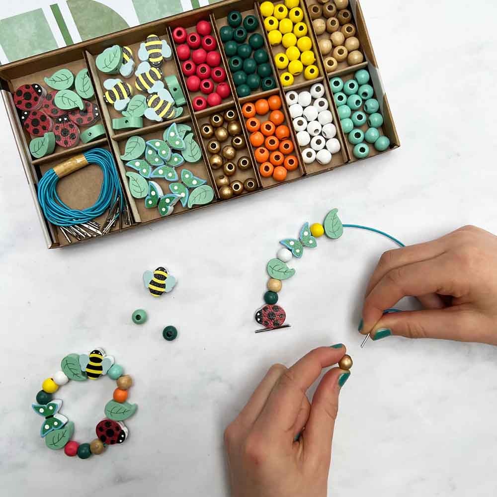 Wooden Bracelet Making Kit by Cotton Twist - Minibeasts &Keep