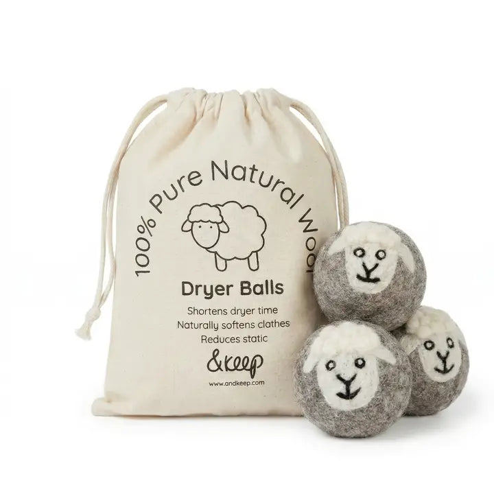 Sheep Wool Dryer Balls Set 3 & Storage Bag