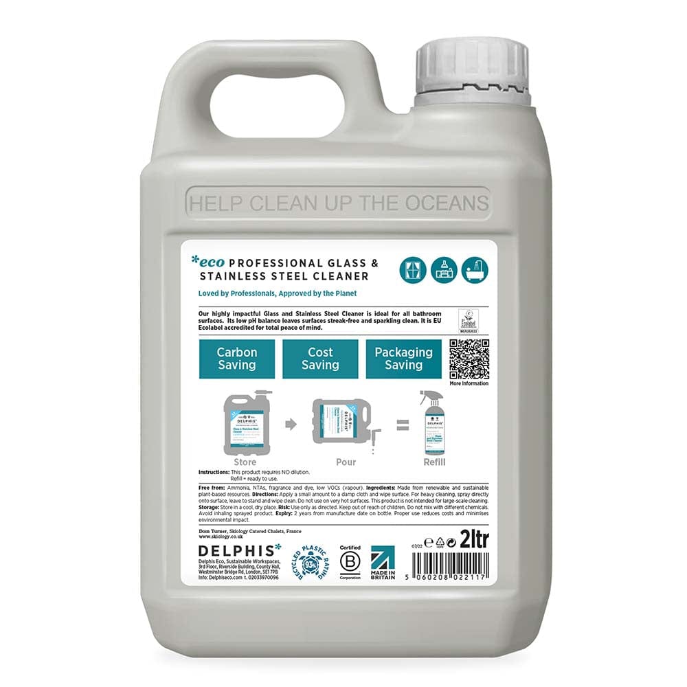Delphis Eco Glass & Stainless Steel Cleaner - 2L Refill &Keep