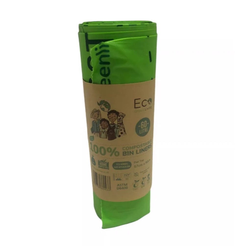 Eco Green Living Compostable Waste Bin Bags - 60L &Keep