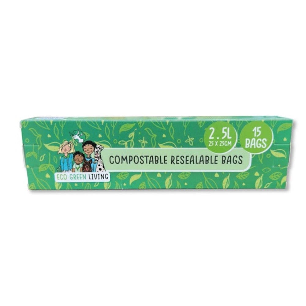 Compostable Resealable Food Bags by Eco Green Living - 15 x 2.5L &Keep