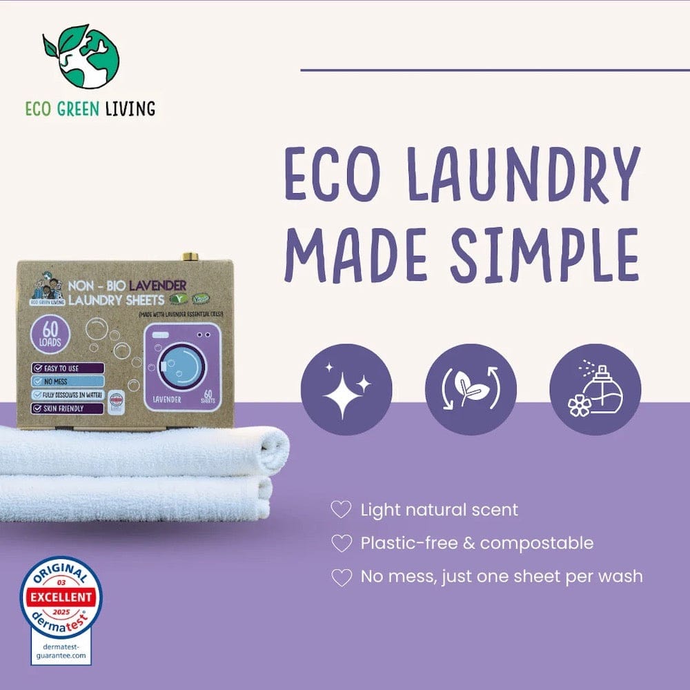 Lavender Non-Bio Laundry Detergent Sheets (60) by Eco Green Living