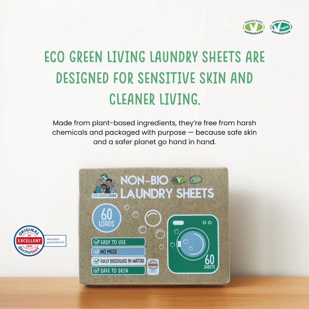 Non-Bio Laundry Detergent Sheets (60) Fragrance Free by Eco Green Living &Keep