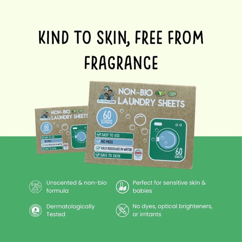 Non-Bio Laundry Detergent Sheets (60) Fragrance Free by Eco Green Living &Keep