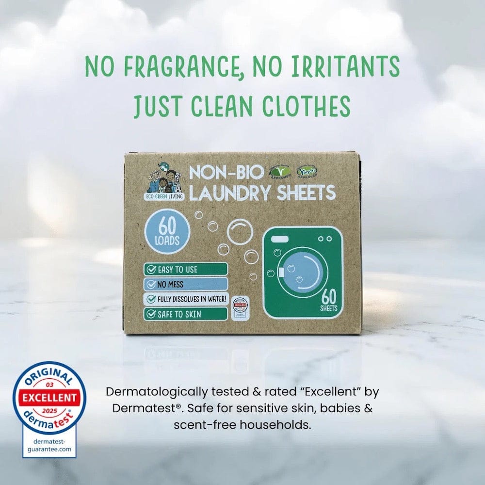 Non-Bio Laundry Detergent Sheets (60) Fragrance Free by Eco Green Living &Keep