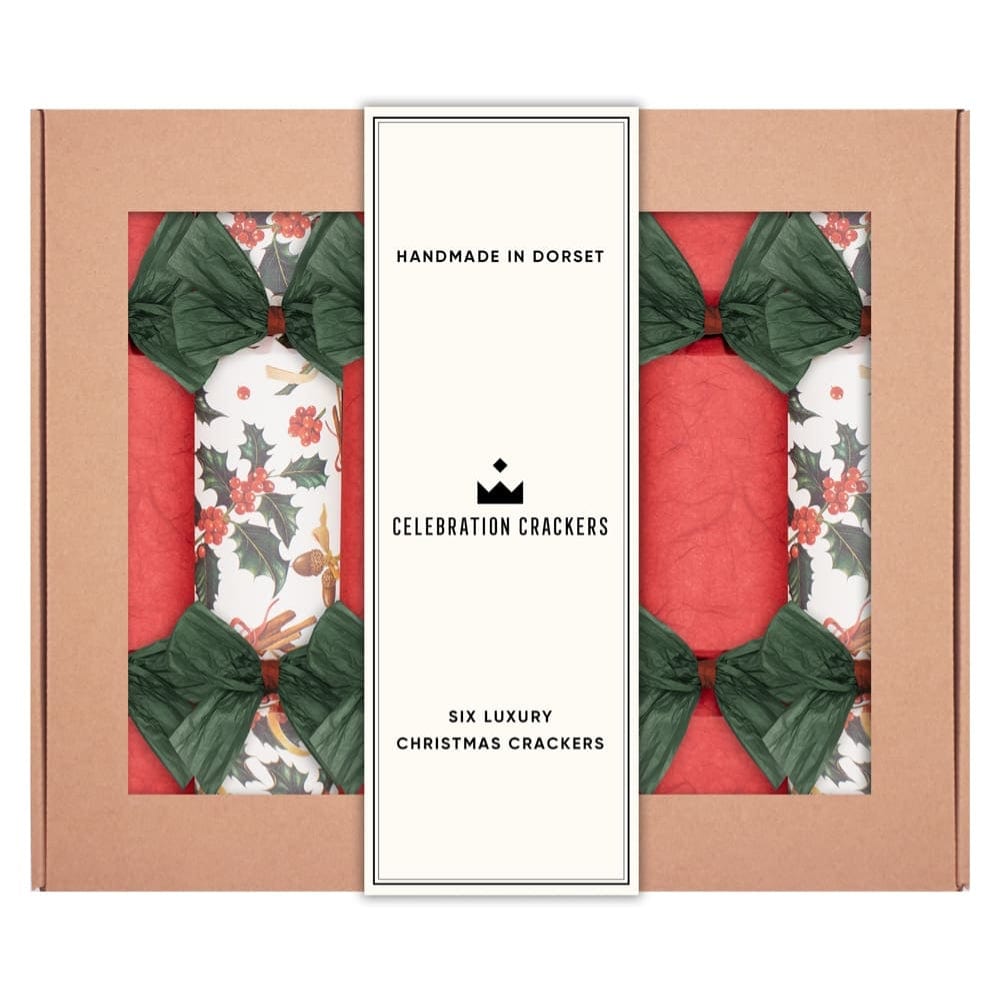 Cinnamon Rouge UK Handmade Luxury Christmas Crackers Box of 6 &Keep