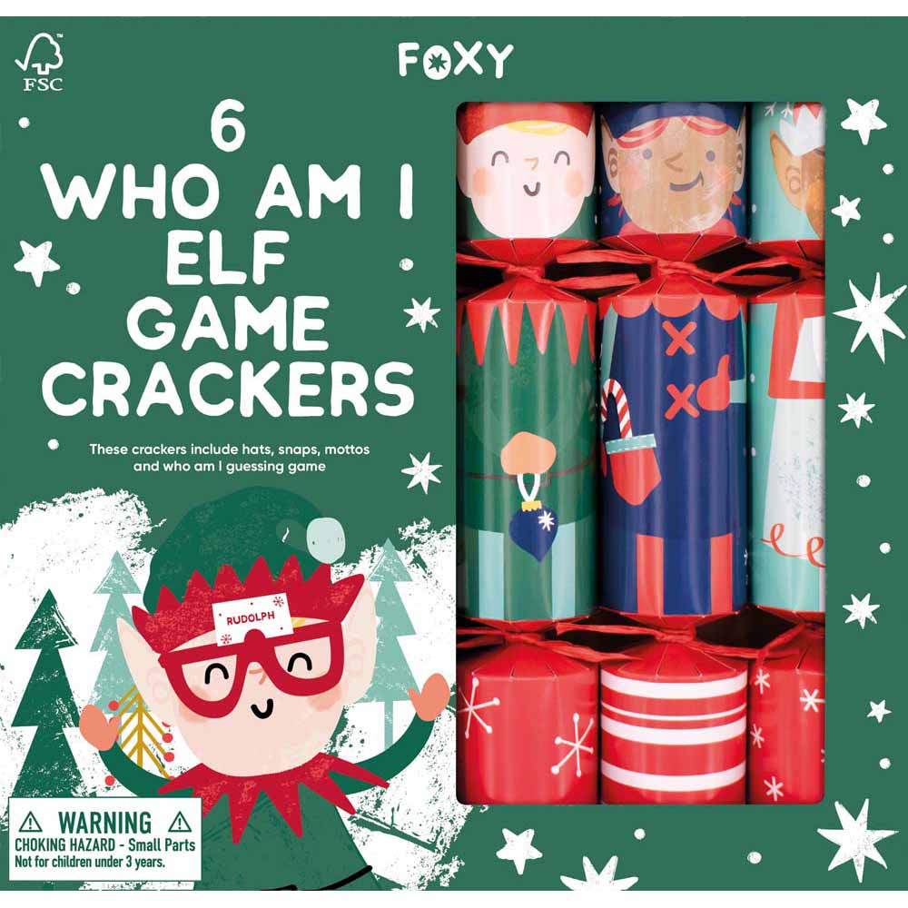 Elf Who Am I FSC Christmas Crackers & Game Box of 6 &Keep