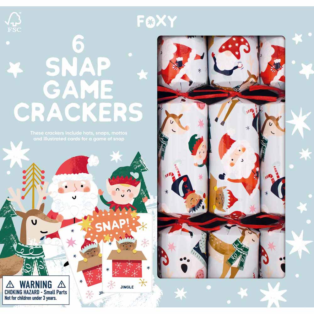 Festive Snap FSC Christmas Crackers & Game Box of 6 &Keep